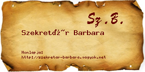 Szekretár Barbara névjegykártya